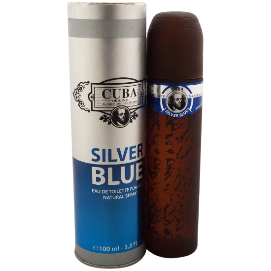 Cuba Silver Blue Cologne for Men - Eau de Toilette Spray 3.4 oz