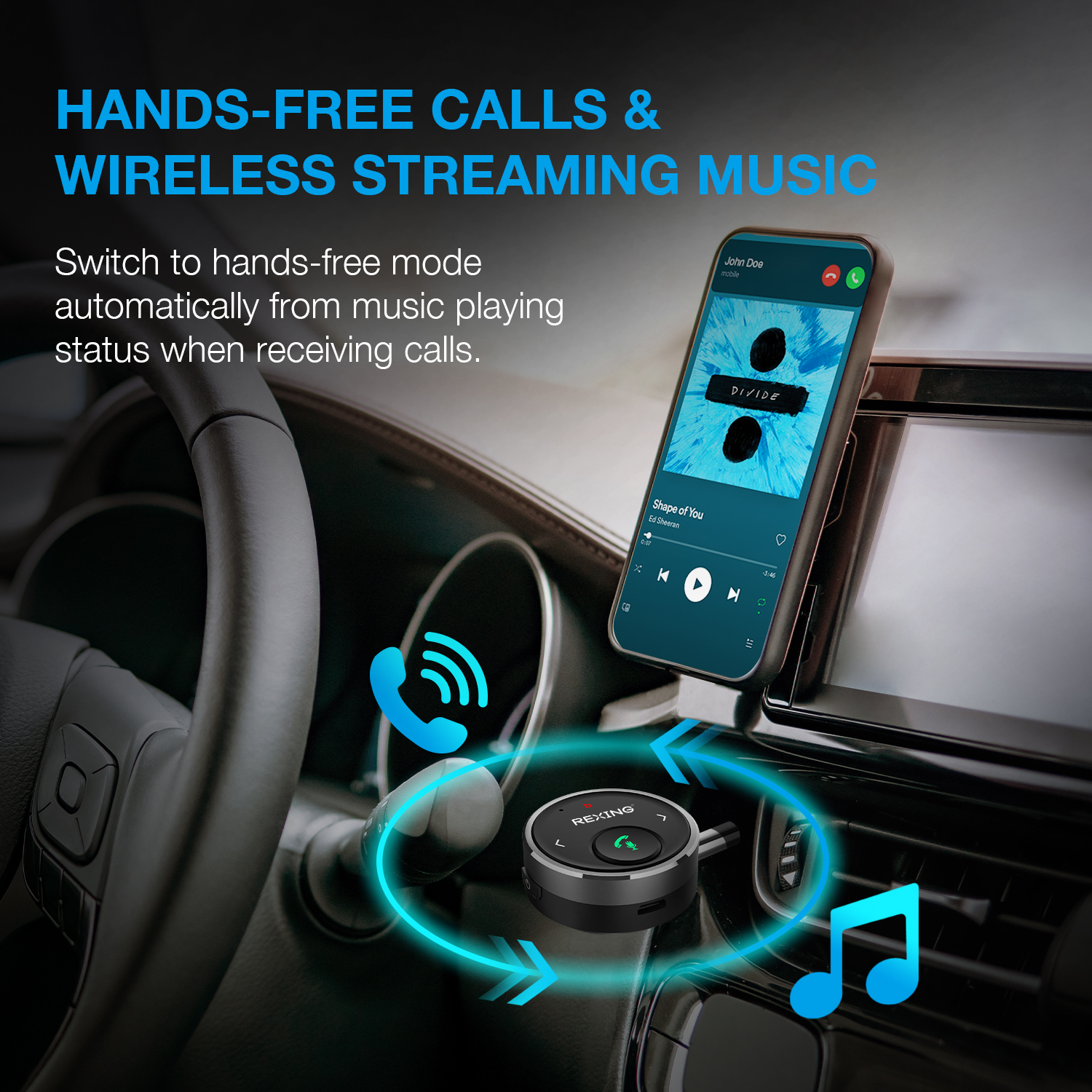 REXING AUXB0 Mini Portable Bluetooth Transmitter for cars Bluetooth 5.1