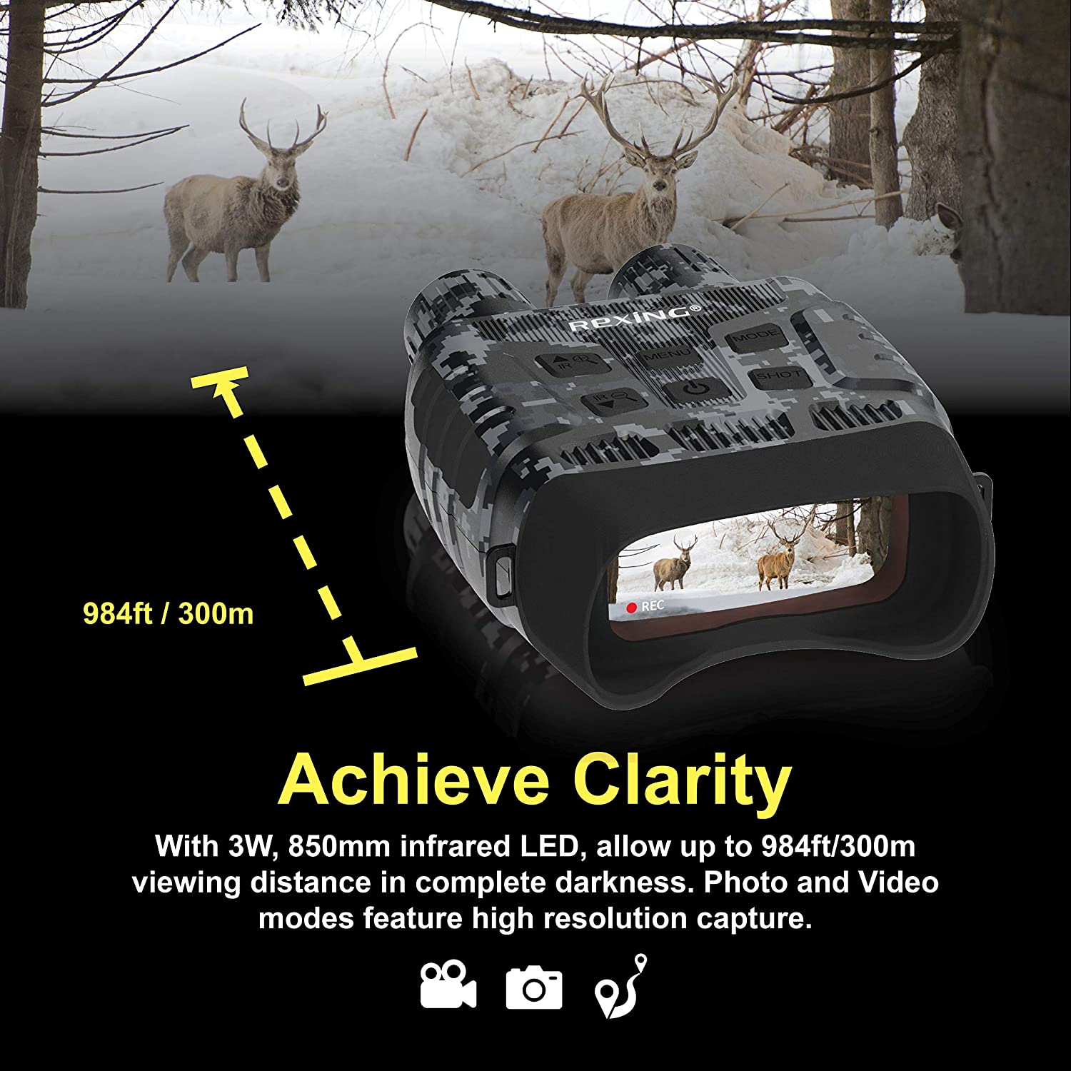 Rexing B1 (Digital Camo) Night Vision Goggles Binoculars (Open Box - Final Sale)
