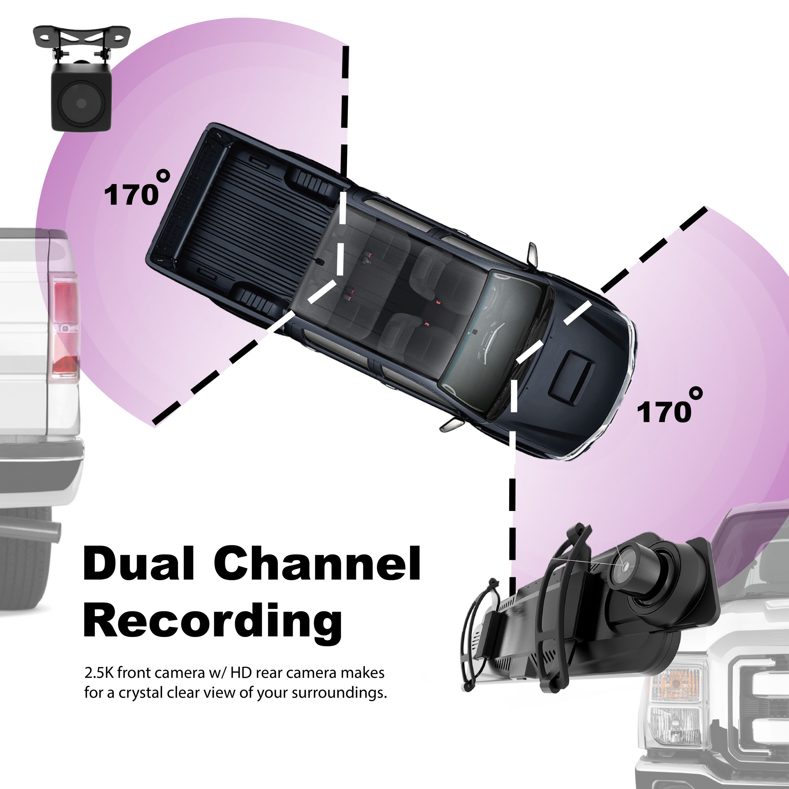 Rexing M1 HD Dual Channel Rear View Mirror Dash Cam 1296p + 720p