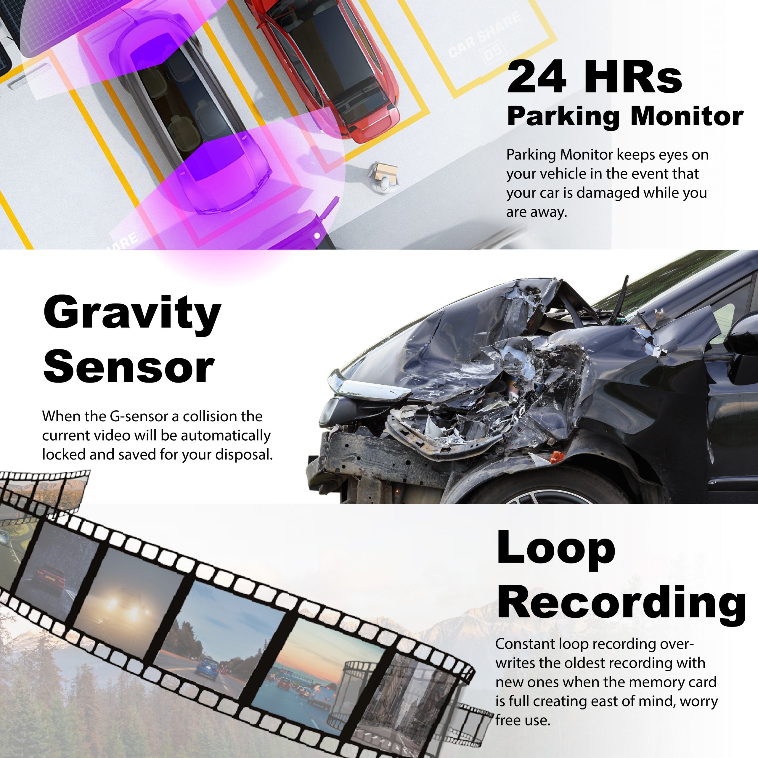 Rexing M1 HD Dual Channel Rear View Mirror Dash Cam 1296p + 720p