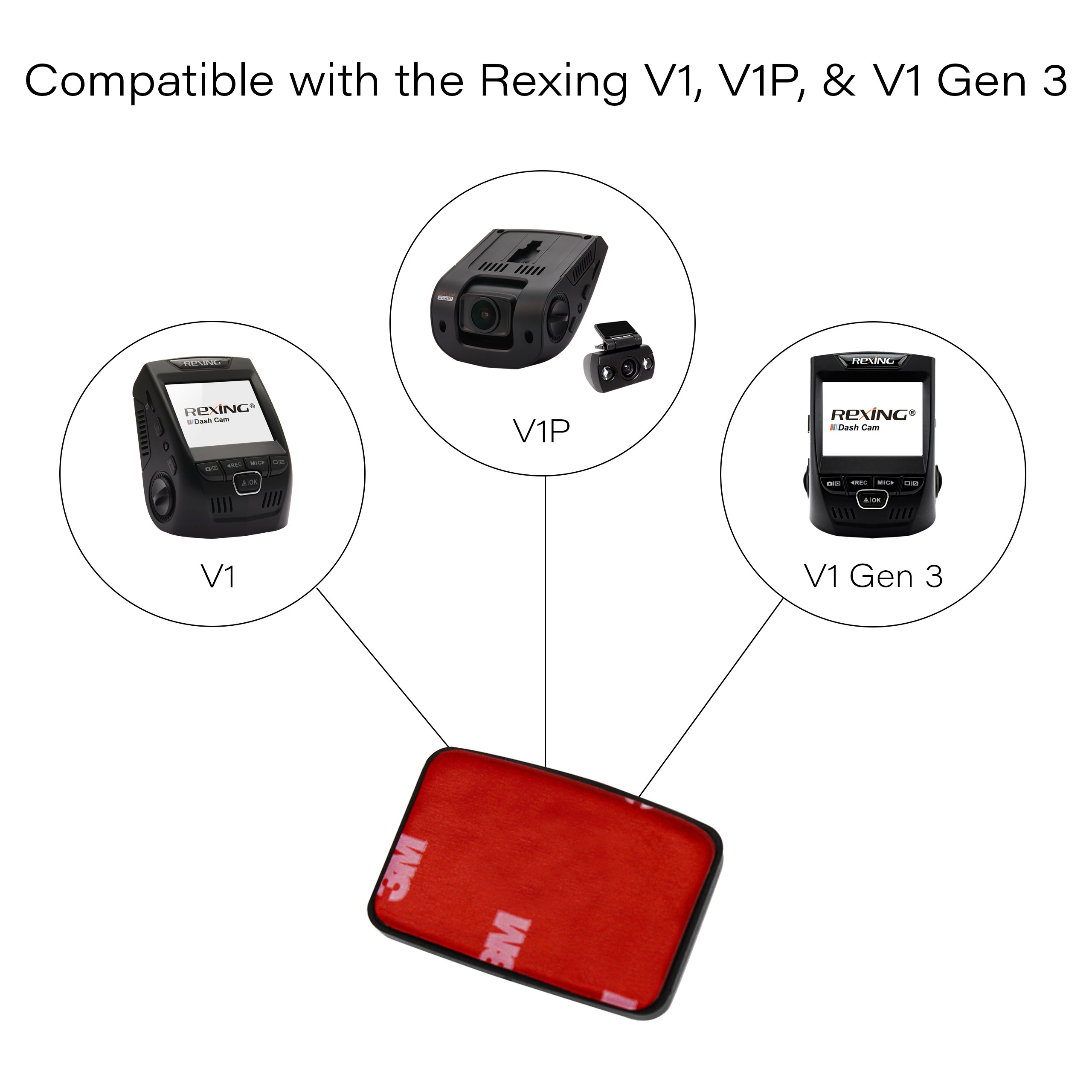 Rexing Adhesive Mount for V1 Basic, V1-4K, and V1P-4K Dash Cam