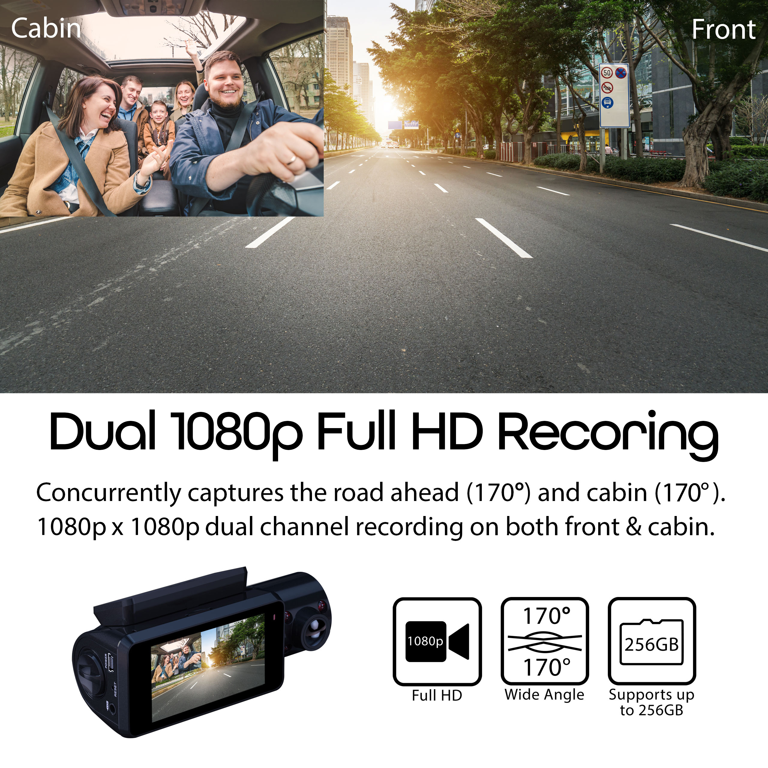 Rexing V3 Dual Camera Front and Inside Cabin Full HD 1080p with WiFi and Built-in GPS (Open Box – Final Sale)
