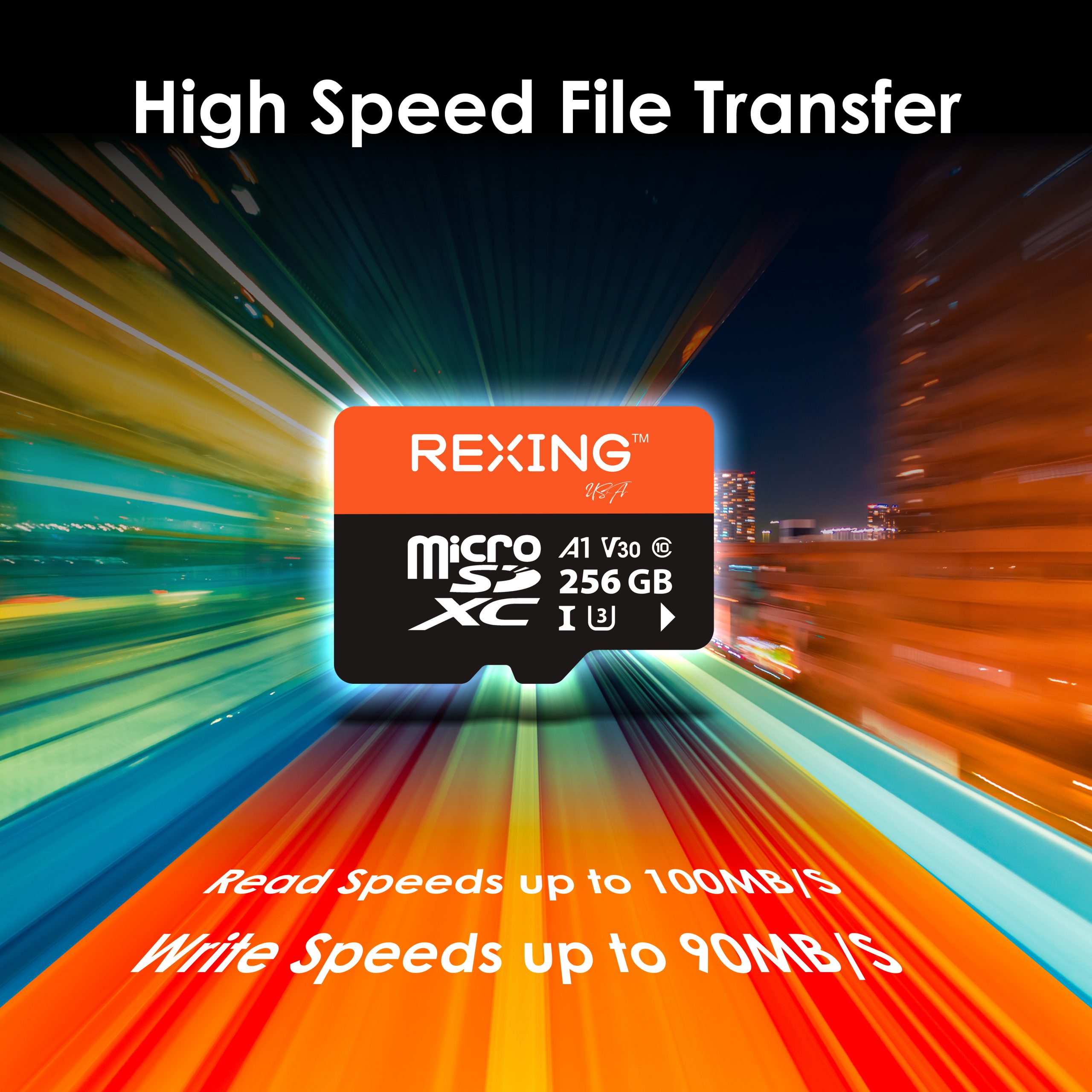 REXING microSDXC UHS-3 4K Full HD Video High Speed Transfer Monitoring SD Card with Adapter for Dash Cams, Surveillance System, Security Camera, & Bod