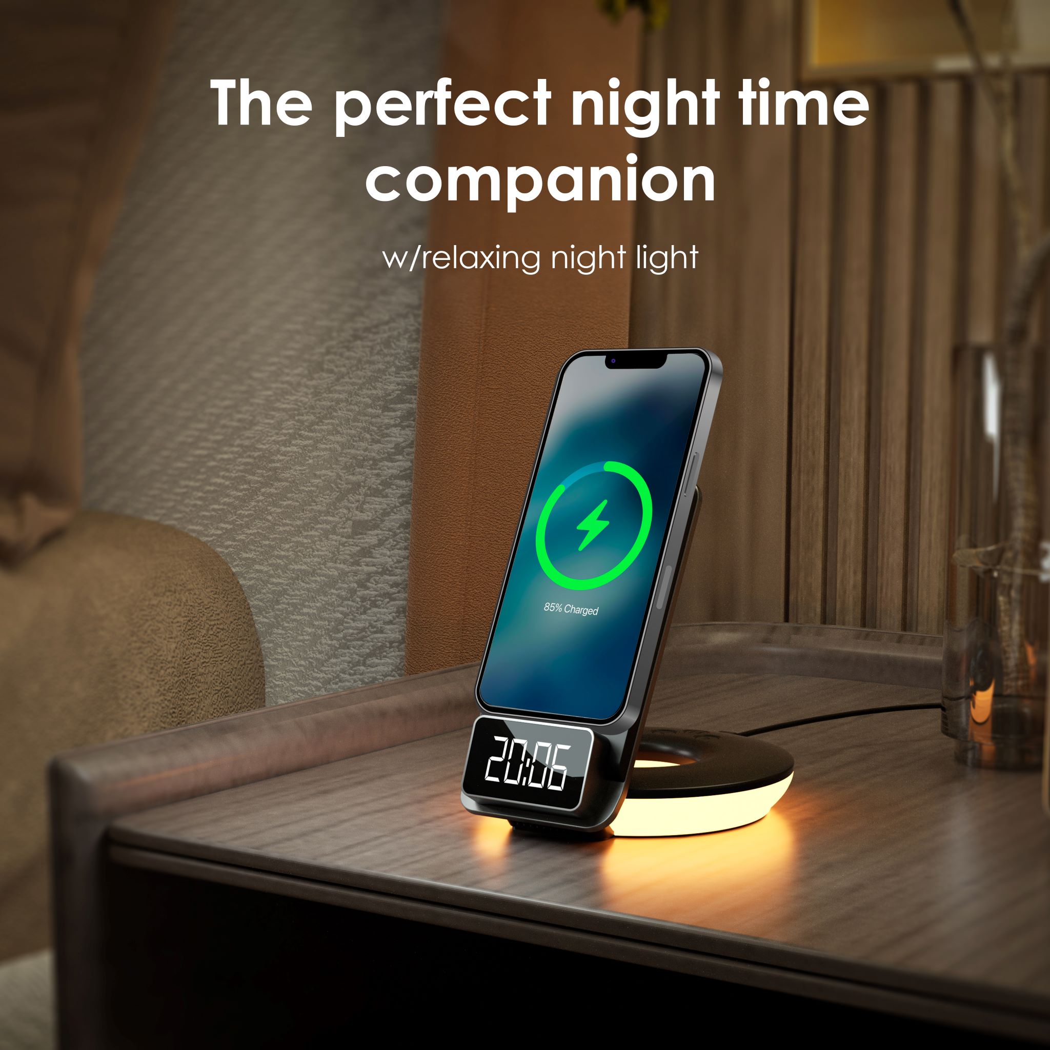 Rexing 3-in-1 Wireless Charging Station | Touch Control | Table Lamps for Home and Office | Desk Lamp with Cable | 15W Qi-certified Charging | Alarm C