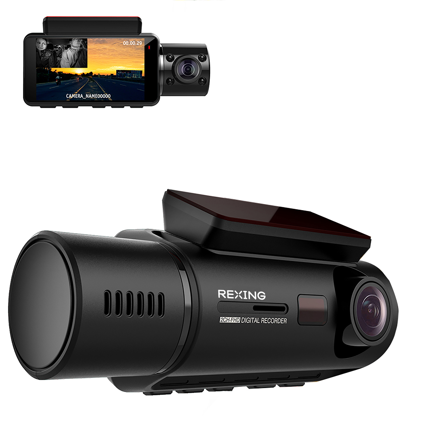 Rexing V3 Dual Camera Front and Inside Cabin Full HD 1080p with WiFi and Built-in GPS (Open Box – Final Sale)