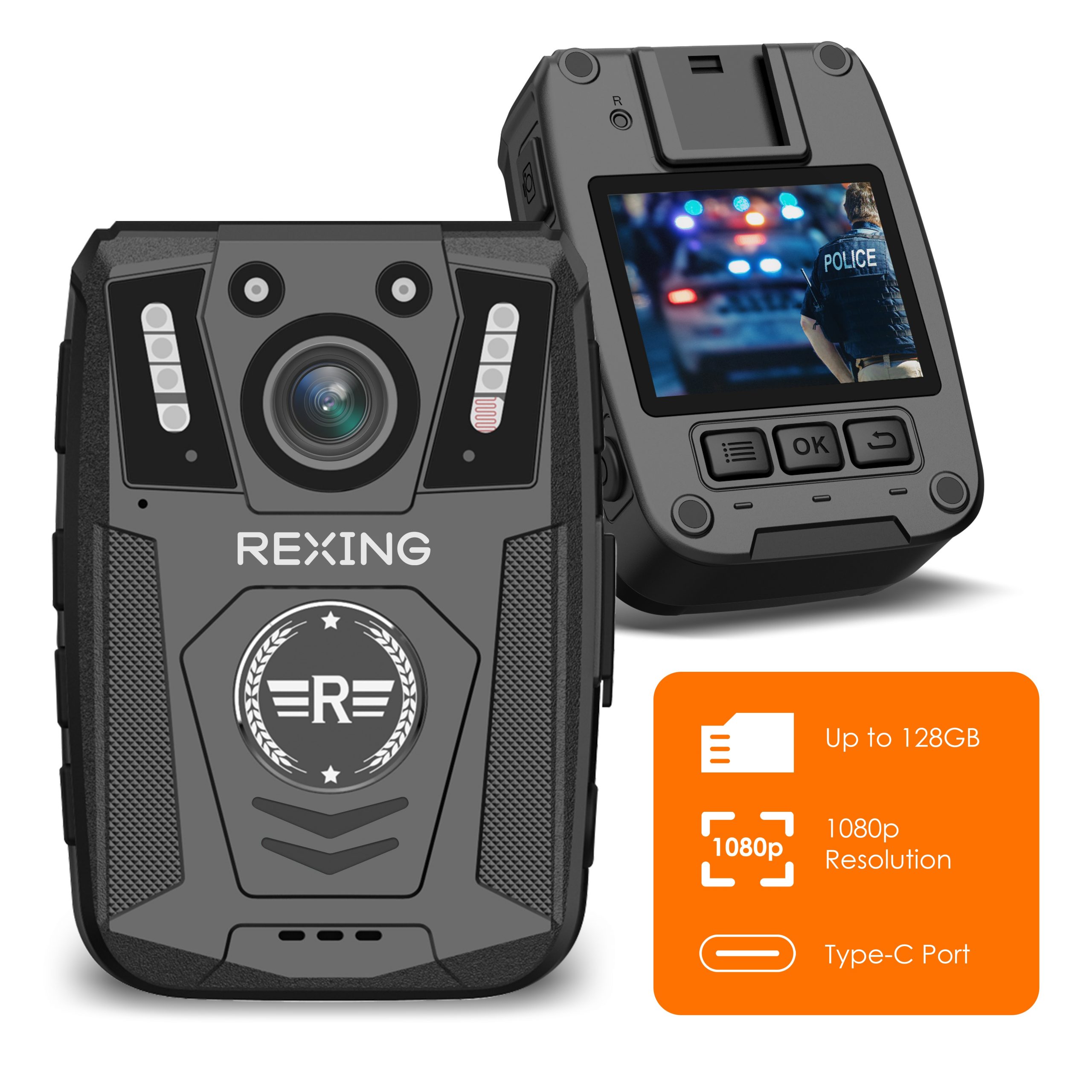 Rexing P2 FHD Body Camera 1080p Full HD With Type-C Port - 5pcs Bundle