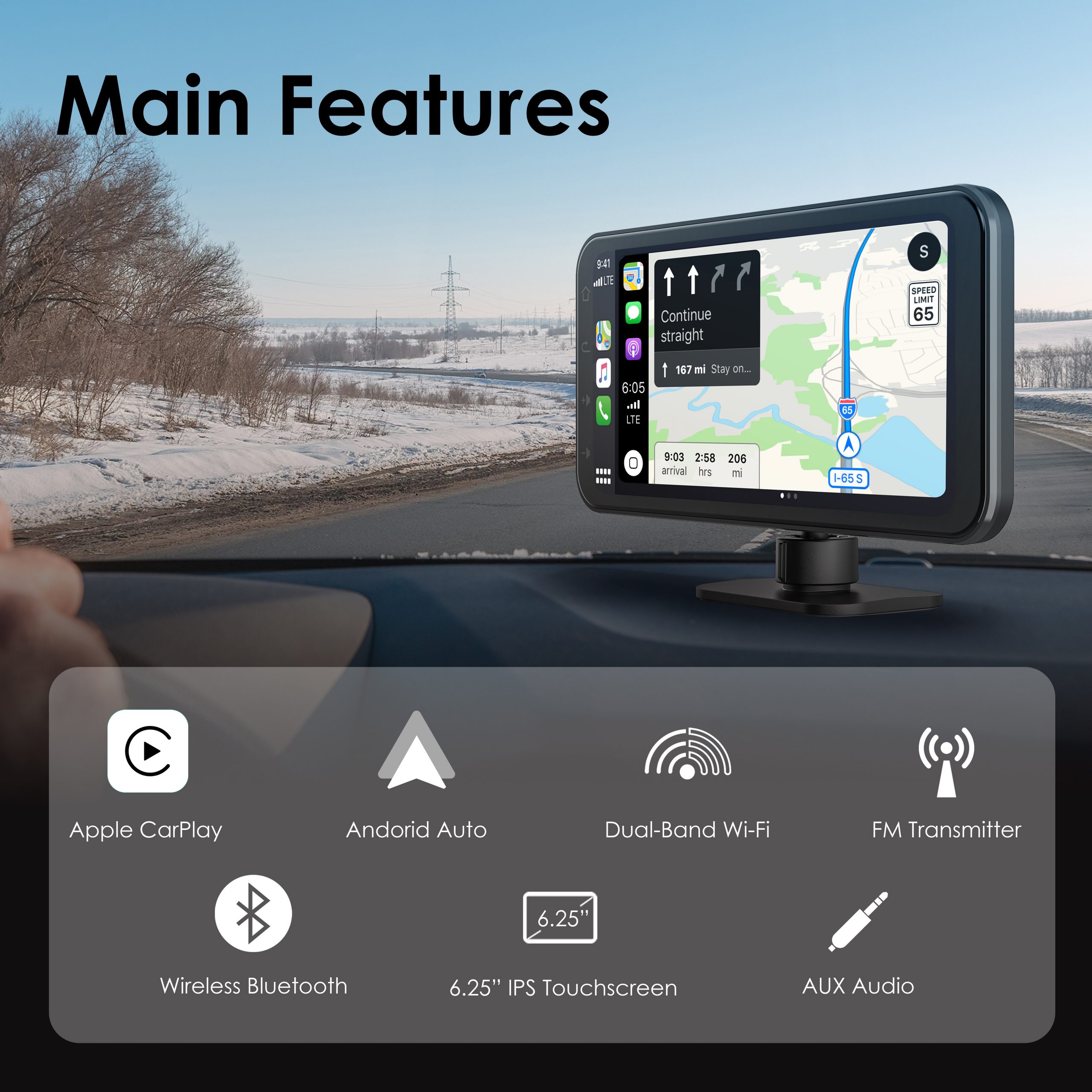 REXING Wireless Multimedia Receiver RoadMate CPStream - CarPlay + Android Auto