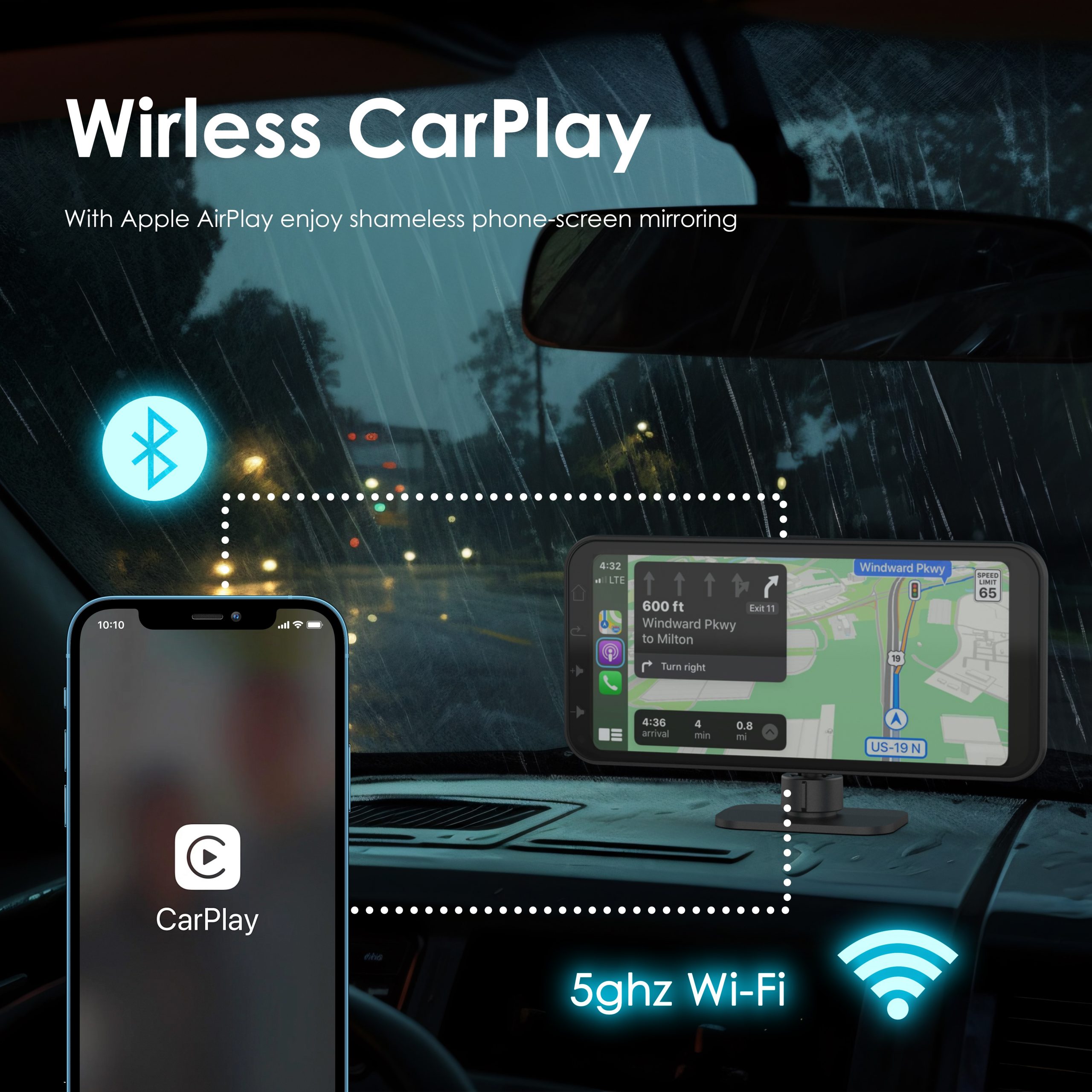 REXING Wireless Multimedia Receiver RoadMate CPStream - CarPlay + Android Auto