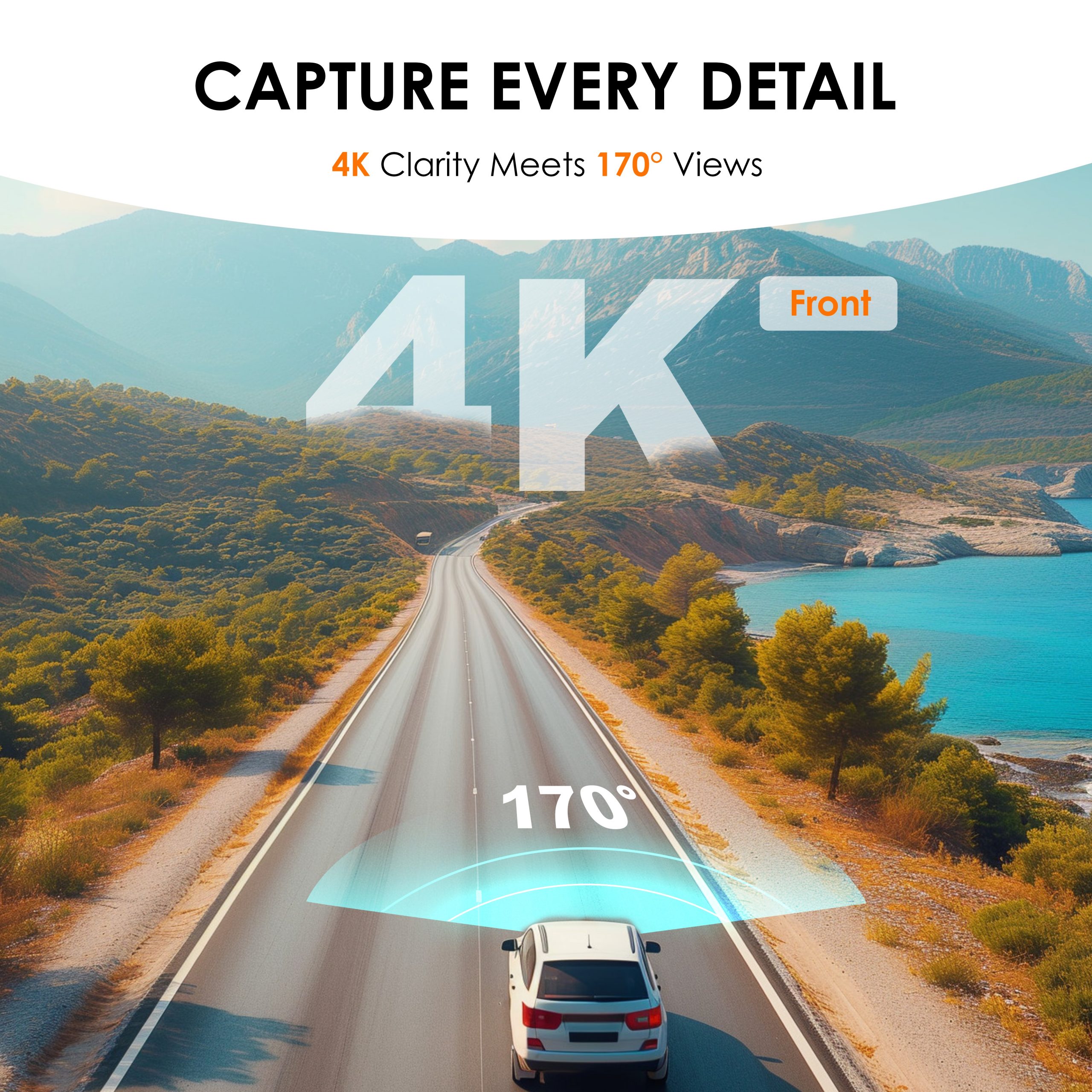 REXING RH2 Dual Dash Cam - 4K Front and 1080p Rear Dash Camera with Wi-Fi, and Optional GPS - RH2-2+64G