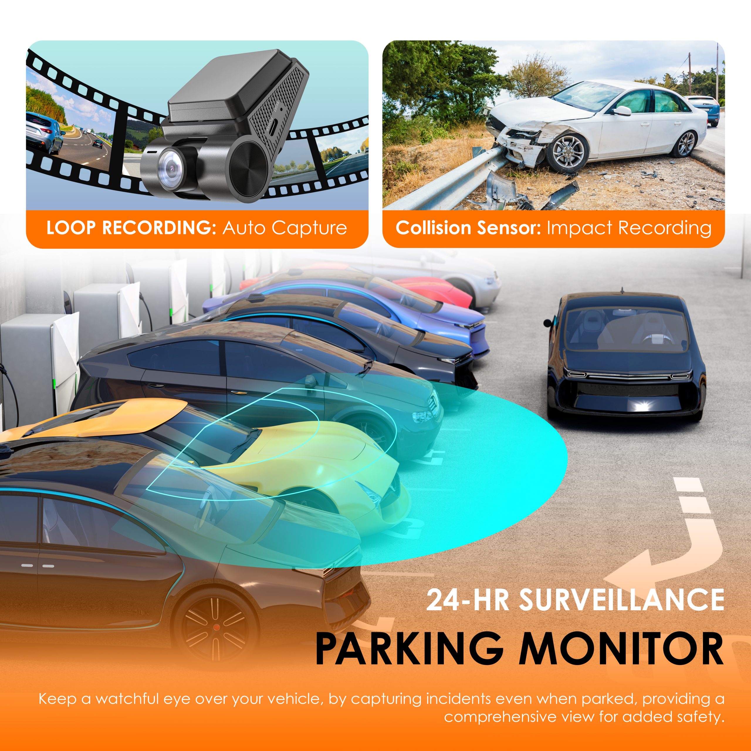 REXING RH2 Triple Channel Dash Cam - 2.5K Front and Dual 1080p Rear Cameras with Wi-Fi, and Optional GPS - RH2-3+64G
