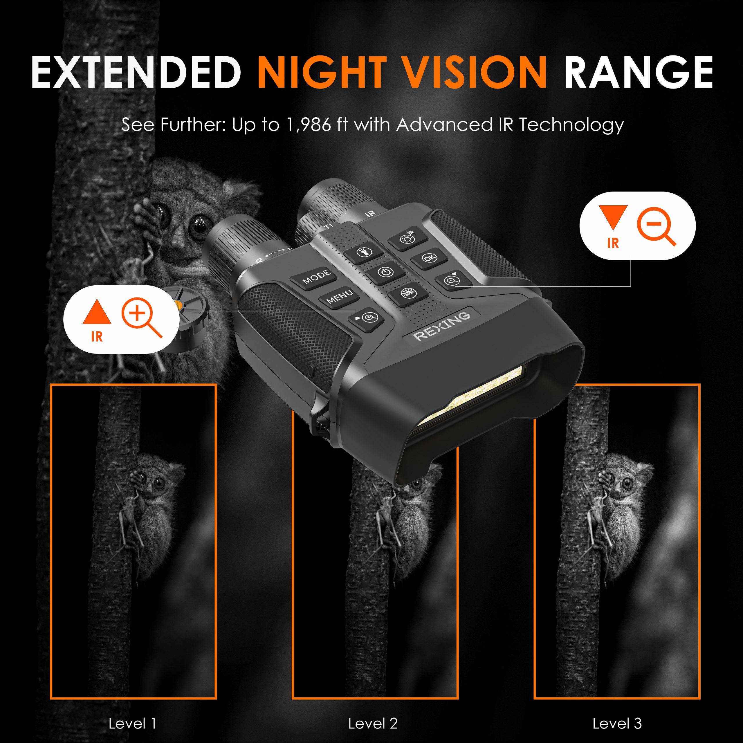 Rexing B1 Compass Night Vision Binoculars 4K Ultra HD